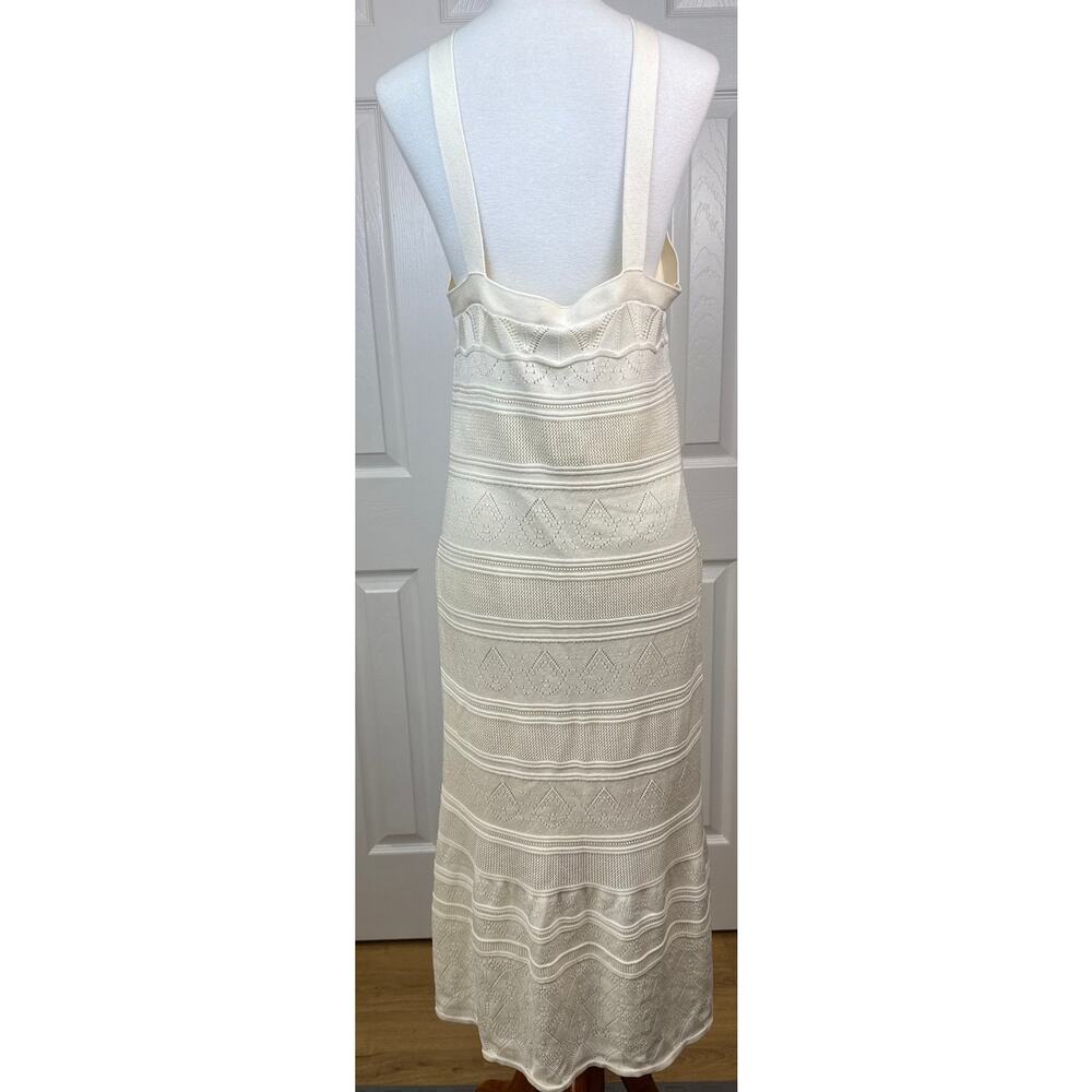 Joie Ivory Lace Knit Halter Maxi Dress M Open Back Boho Autumn Wedding Guest - Picture 6 of 8